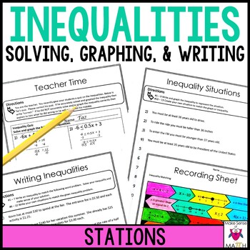 Preview of Solving Inequalities Stations Activity | Inequalities Math Centers