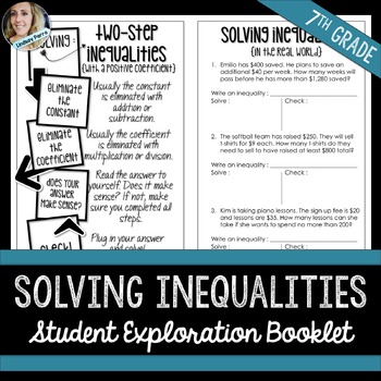 Preview of Solving Inequalities Student Booklet