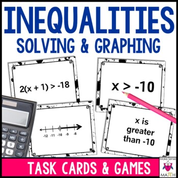 Preview of Solving Inequalities Task Cards Games & Activities