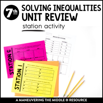 Preview of Solving Inequalities Activity | Write, Solve, and Graph Inequalities Stations