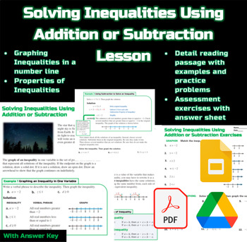 Preview of Solving Inequalities Using Addition or Subtraction Lesson :Digital