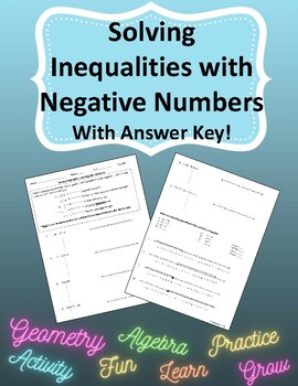 Preview of Solving Inequalities with Negative Numbers