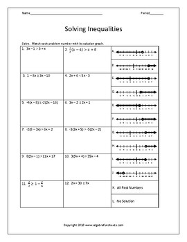 Solving Inequalities with Variable on Both Sides Worksheet Math