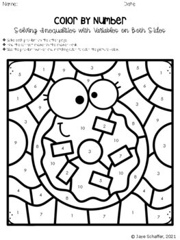 Solving Inequalities with Variables on Both Sides Coloring Activity