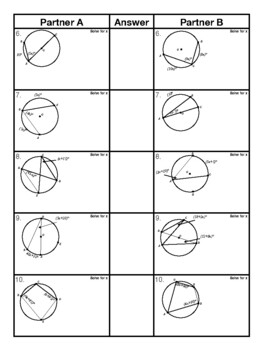 Solving Inscribed Angles Partner Activity by Math With Friends | TPT