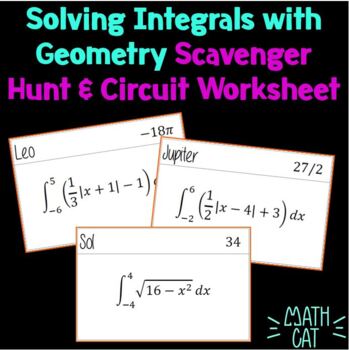 Preview of Solving Integrals with Geometry Scavenger Hunt & Circuit Worksheet