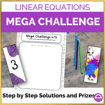 Preview of Solving Linear Equations Activity | Multi Step Equations Mega Challenge
