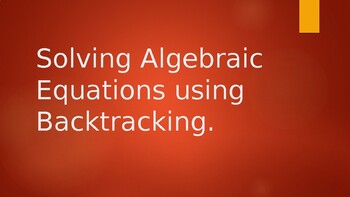 Preview of Solving Linear Equations - Backtracking