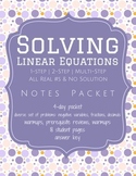 Solving Linear Equations - Comprehensive Notes Packet (Worksheet)