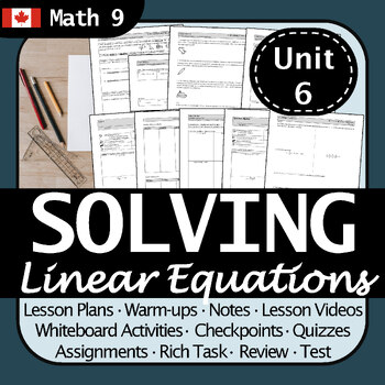 Preview of BC Math 9 Solving Linear Equations Unit | No Prep! Engaging, Differentiated!