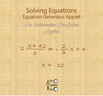 Preview of Solving Linear Equations - Equation Generator Applet