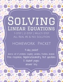 Solving Linear Equations - Homework Packet (Worksheets)