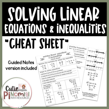Preview of Solving Linear Equations and Inequalities Cheat Sheet