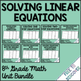 Solving Linear Equations Notes Practice Assessments Bundle