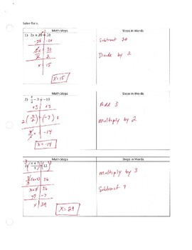 Preview of Solving Linear Equations Review - Answer Key