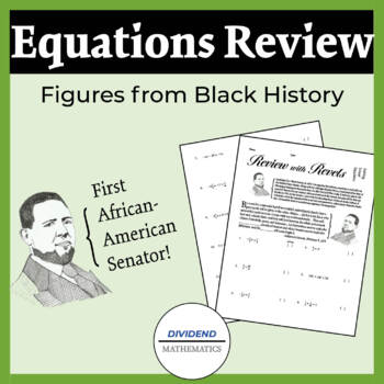 Preview of Solving Linear Equations Review Black History Worksheet
