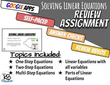Preview of Solving Linear Equations - Review (digital) Assignment