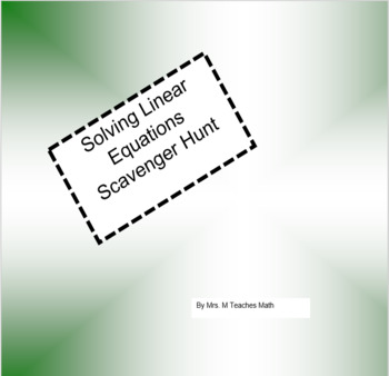 Preview of Solving Linear Equations Scavenger Hunt