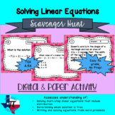 Solving Linear Equations Scavenger Hunt