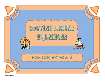 Preview of Solving Linear Equations (Solve for x) - Sailboat Coloring Activity