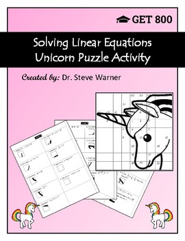 Solving Linear Equations Unicorn Puzzle Activity (Free Version)
