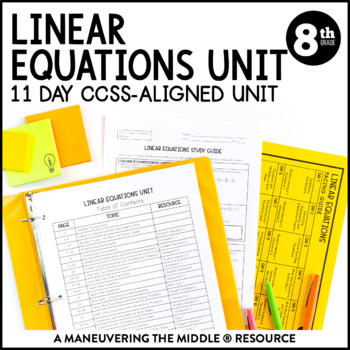 Preview of Linear Equations Unit | Two-Step Equations with Distributive Property 8.EE.7