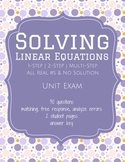 Solving Linear Equations - Unit Test (Exam)
