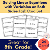 Solving Linear Equations- Variables on Both Sides Task Cards