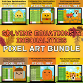 Solving Linear Equations and Inequalities Fall Pixel Art Bundle