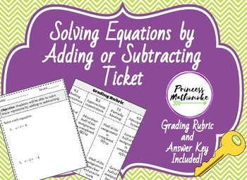 Preview of Solving Equations by Adding or Subtracting Ticket