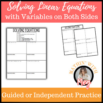 Preview of Solving Linear Equations with Variables on Both Sides | Algebra TEKS 8.8C & A.5A