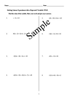 Solving Linear Equations with repeated variable both sides and same side
