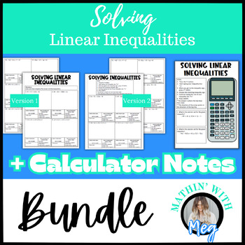 Preview of Solving Linear Inequalities | Algebra 1 | Calculator Notes + Practice