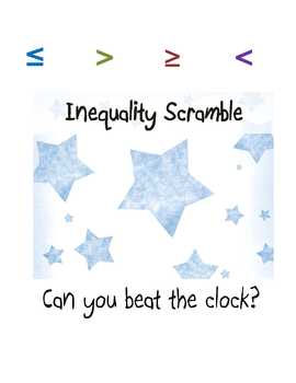 Preview of Solving Linear Inequalities Warm Up Scramble Activity