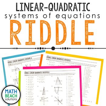 Preview of Solving Linear-Quadratic Systems Riddle Activity