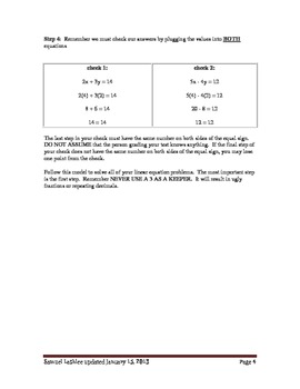 Preview of Solving Linear System of Equations Algebraically