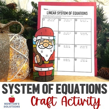 Preview of Solving Linear System of Equations Color by Number Christmas Craft