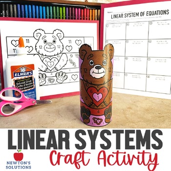 Preview of Solving Linear System of Equations Valentine's Day Coloring Craft