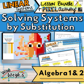 Preview of Solving Linear Systems by Substitution LESSON BUNDLE + PIXEL Activity!