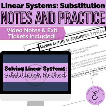 Preview of Solving Linear Systems by using the Substitution Method Notes and Practice