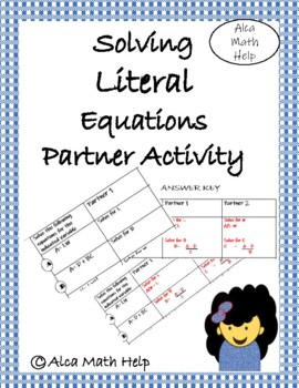 Preview of Solving Literal Equations