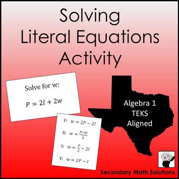 Preview of Literal Equations Activity - Scavenger Hunt