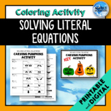 Literal Equations *Carving Pumpkins* Coloring Activity - Print & DIGITAL