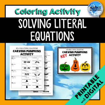 Preview of Literal Equations *Carving Pumpkins* Coloring Activity - Print & DIGITAL