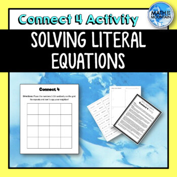 Preview of Solving Literal Equations {Connect 4} Activity