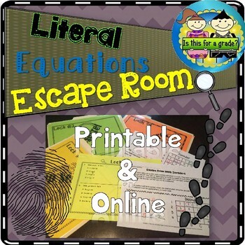 Preview of Solving Literal Equations Escape Room Activity