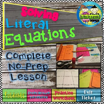Preview of Solving Literal Equations Foldable, INB, Practice, & Exit Ticket