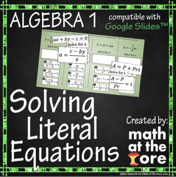 Preview of Solving Literal Equations for Google Slides™
