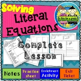 Solving Literal Equations Notes, Practice, Enrichment, Exit