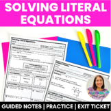 Solving Literal Equations Scaffolded Guided Notes Practice